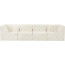 Meridian Tuft Cream Velvet Modular Sofa IMAGE 5