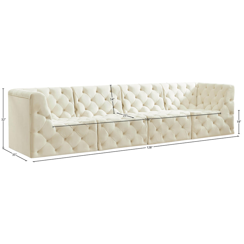 Meridian Tuft Cream Velvet Modular Sofa IMAGE 9