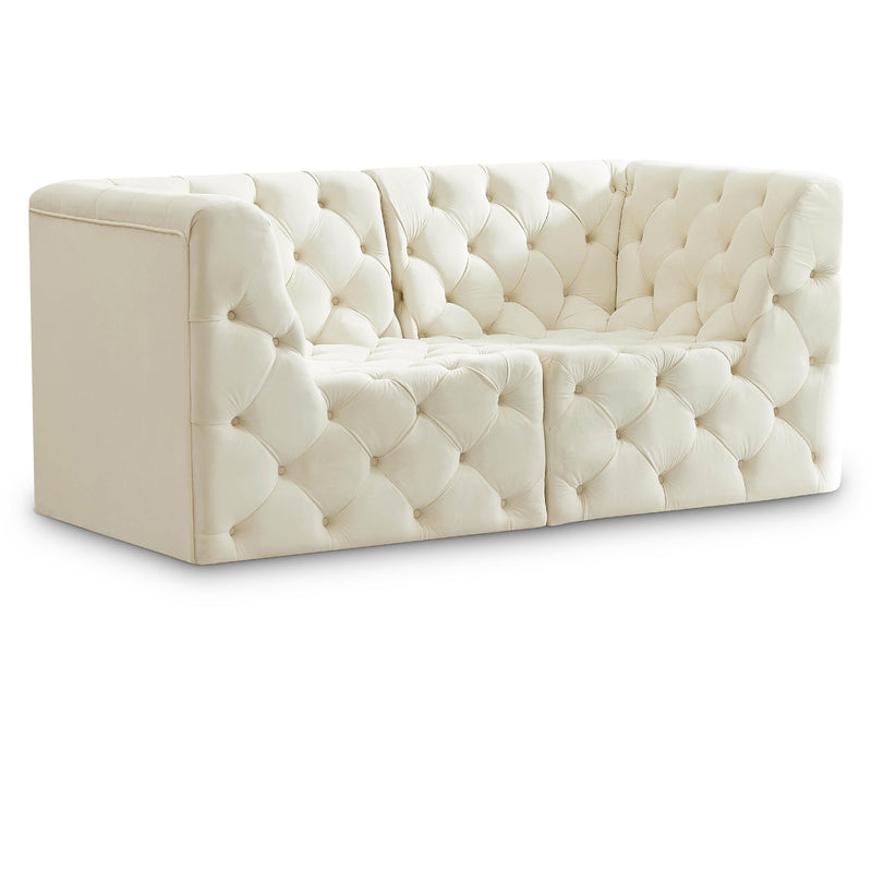 Meridian Tuft Cream Velvet Modular Sofa IMAGE 1