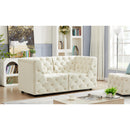 Meridian Tuft Cream Velvet Modular Sofa IMAGE 2