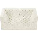 Meridian Tuft Cream Velvet Modular Sofa IMAGE 4