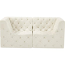 Meridian Tuft Cream Velvet Modular Sofa IMAGE 5
