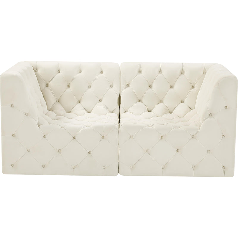 Meridian Tuft Cream Velvet Modular Sofa IMAGE 5