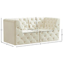 Meridian Tuft Cream Velvet Modular Sofa IMAGE 8