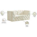 Meridian Tuft Cream Velvet Modular Sofa IMAGE 9
