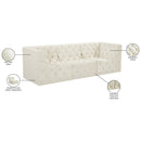 Meridian Tuft Cream Velvet Modular Sofa IMAGE 10