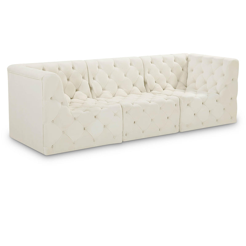 Meridian Tuft Cream Velvet Modular Sofa IMAGE 1