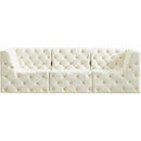Meridian Tuft Cream Velvet Modular Sofa IMAGE 6