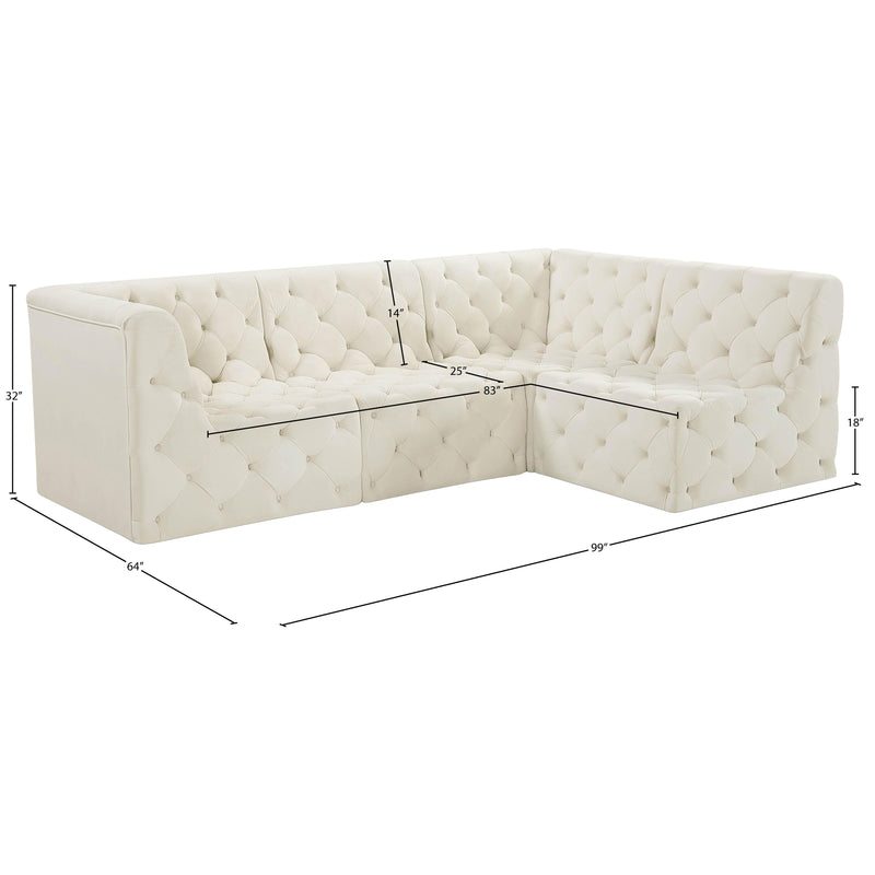 Meridian Tuft Cream Velvet Modular Sectional IMAGE 20