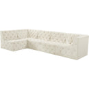 Meridian Tuft Cream Velvet Modular Sectional IMAGE 2