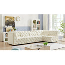 Meridian Tuft Cream Velvet Modular Sectional IMAGE 3