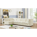 Meridian Tuft Cream Velvet Modular Sectional IMAGE 4