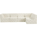 Meridian Tuft Cream Velvet Modular Sectional IMAGE 7