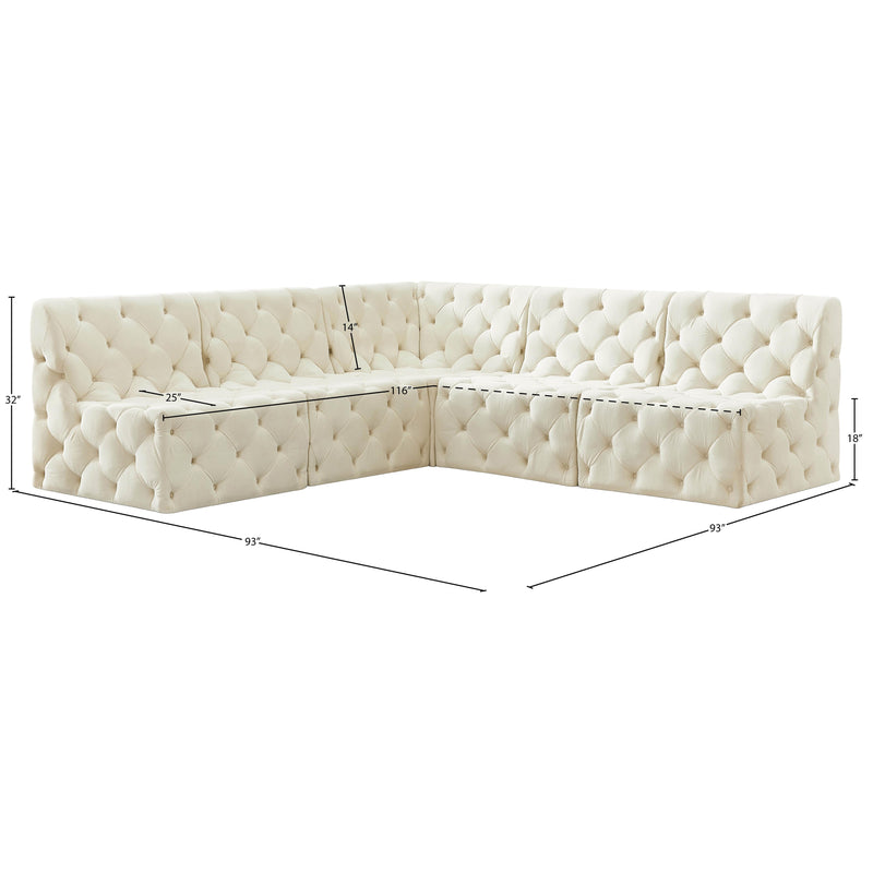 Meridian Tuft Cream Velvet Modular Sectional IMAGE 15
