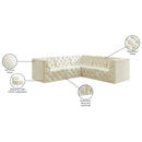 Meridian Tuft Cream Velvet Modular Sectional IMAGE 13