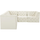 Meridian Tuft Cream Velvet Modular Sectional IMAGE 3