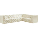 Meridian Tuft Cream Velvet Modular Sectional IMAGE 2