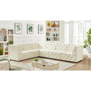 Meridian Tuft Cream Velvet Modular Sectional IMAGE 4