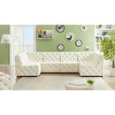 Meridian Tuft Cream Velvet Modular Sectional IMAGE 2