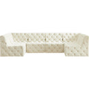 Meridian Tuft Cream Velvet Modular Sectional IMAGE 4