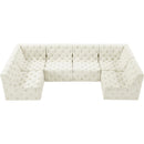 Meridian Tuft Cream Velvet Modular Sectional IMAGE 5