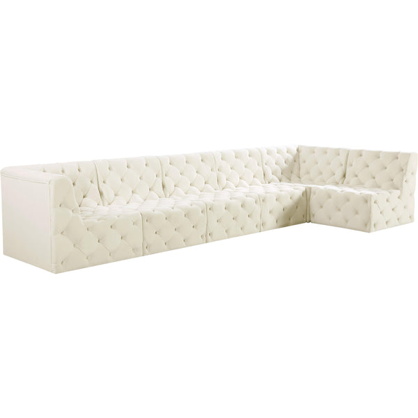 Meridian Tuft Cream Velvet Modular Sectional IMAGE 1
