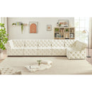 Meridian Tuft Cream Velvet Modular Sectional IMAGE 3
