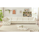Meridian Tuft Cream Velvet Modular Sectional IMAGE 4