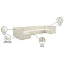 Meridian Tuft Cream Velvet Modular Sectional IMAGE 16