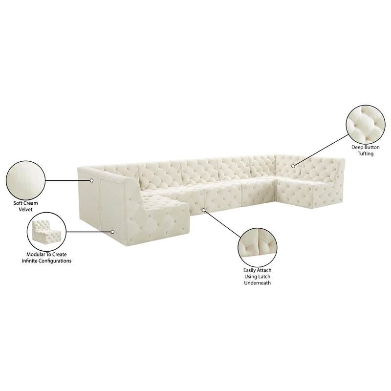 Meridian Tuft Cream Velvet Modular Sectional IMAGE 16