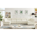 Meridian Tuft Cream Velvet Modular Sectional IMAGE 2