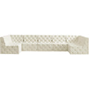 Meridian Tuft Cream Velvet Modular Sectional IMAGE 4