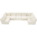 Meridian Tuft Cream Velvet Modular Sectional IMAGE 5