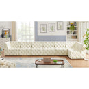 Meridian Tuft Cream Velvet Modular Sectional IMAGE 3