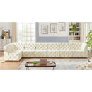 Meridian Tuft Cream Velvet Modular Sectional IMAGE 4
