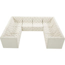 Meridian Tuft Cream Velvet Modular Sectional IMAGE 6