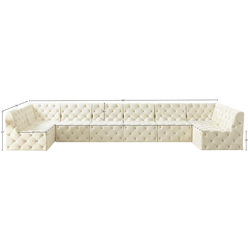 Meridian Tuft Cream Velvet Modular Sectional IMAGE 14