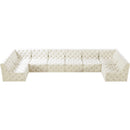 Meridian Tuft Cream Velvet Modular Sectional IMAGE 4