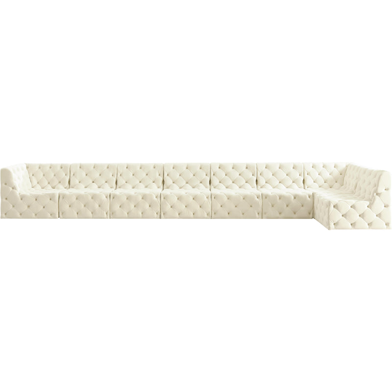 Meridian Tuft Cream Velvet Modular Sectional IMAGE 10