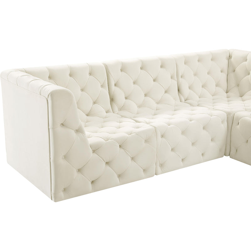 Meridian Tuft Cream Velvet Modular Sectional IMAGE 15