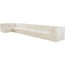 Meridian Tuft Cream Velvet Modular Sectional IMAGE 2