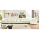 Meridian Tuft Cream Velvet Modular Sectional IMAGE 3