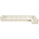Meridian Tuft Cream Velvet Modular Sectional IMAGE 8