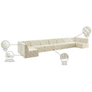 Meridian Tuft Cream Velvet Modular Sectional IMAGE 15