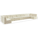 Meridian Tuft Cream Velvet Modular Sectional IMAGE 16