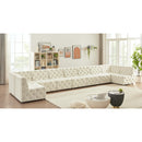 Meridian Tuft Cream Velvet Modular Sectional IMAGE 2