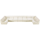 Meridian Tuft Cream Velvet Modular Sectional IMAGE 4