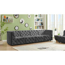 Meridian Tuft Grey Velvet Modular Sofa IMAGE 2