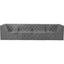 Meridian Tuft Grey Velvet Modular Sofa IMAGE 5