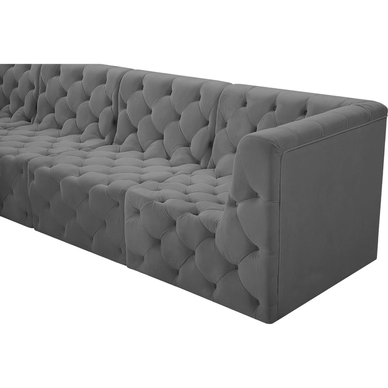 Meridian Tuft Grey Velvet Modular Sofa IMAGE 8